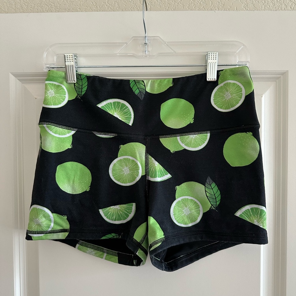 Fleo Lime Patterned Athletic Power High Rise Shor… - image 1